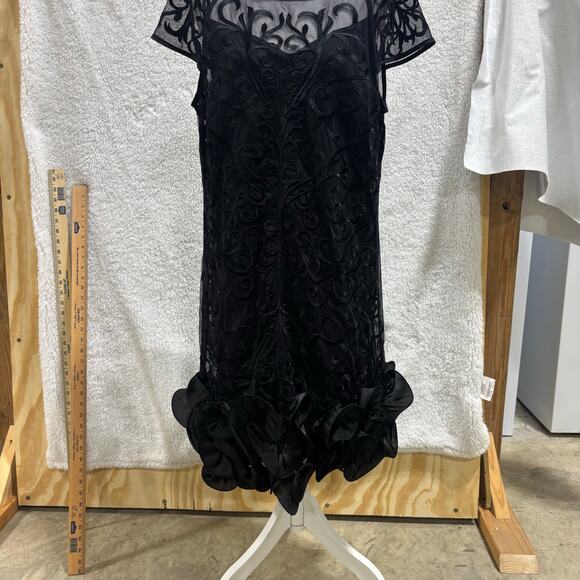 Guess Los Angeles Black Embroidered Mesh Dress 14 Overlay Ruffle Hem 
Black tie - Picture 9 of 11